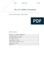 Reliability of Usability Evaluations