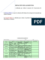 Rúbricas para Conservación de Alimentos