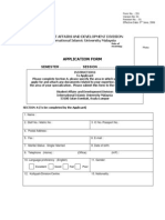 Application Form: Student Affairs and Development Division International Islamic University Malaysia