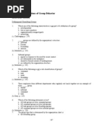 Chapter 8 Foundations of Group Behavior: Multiple Choice