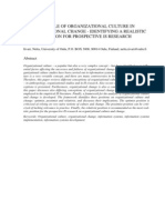 The Role of Organizational Culture in Organizational Change - Identifying A Realistic Position For Prospective Is Research