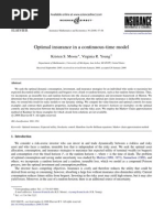 Optimal Insurance in A Continuous-Time Model: Kristen S. Moore, Virginia R. Young