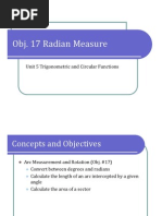 Obj. 17 Radian Measure: Unit 5 Trigonometric and Circular Functions