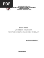 Los Medios de Comunicacion y Su Influencia Politica en La Sociedad Venezolana