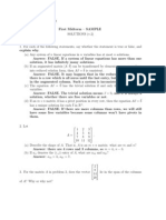 Linear Algebra Sample Midterm & Solutions