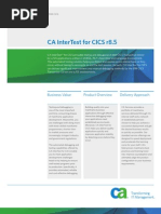 Ca Intertest For Cics R8.5: Business Value Product Overview Delivery Approach