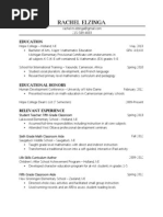 Rachel Elzinga's Resume