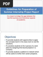 Guidelines For Preparation of Summer Internship Project Report