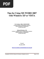 Tips For Using Ms Word 2007 With Windows XP or Vista: M. E. Kabay, PHD, Cissp-Issmp