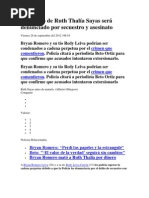 El Asesino de Ruth Thalía Sayas Será Denunciado Por Secuestro y Asesinato