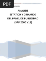 Analisis de Panel Publicitario (Sap2000 v11)