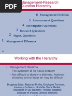 Measurement Questions Investigative Questions Mgmt. Questions Research Questions Management Decision