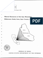 Bureau of Mines Report On Inyo Mountains Wilderness Area