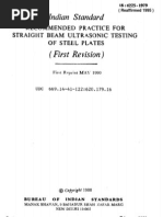 Indian Standard: Recommended Practice Straight Beam Ultrasonic of Steel Plates (FOR Testing