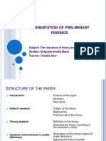 Presentation of Preliminary Findings