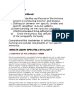 Immunology Teaching Objectives:: I. Overview of The Immune System