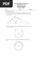 Final Exam Questions Modern Geometry