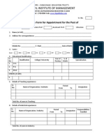 S.B.Patil Institute of Management: Application Form For Appointment For The Post of