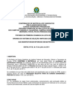 Edital de Matricula No 92-2011 Confirmacao de Matricula Lista de Espera 1o Chamada