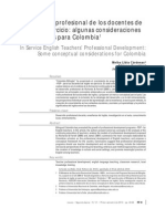 El Desarrollo Profesional de Los Docentes de Inglés en Ejercicio: Algunas Consideraciones Conceptuales para Colombia