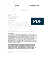 Letter To The Honorable Dave Camp Regarding CBO's Report Titled Options For Taxing U.S. Multinational Corporations