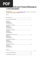 Procedimiento para Pruebas Metalurgicas A Nivel Laboratorio