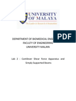 Lab 2 Cantilever Shear Force Apparatus and Simply Supported Beams