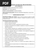 Formato de Analisis de Puesto Del Area de Recursos Humanos