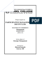 Participative Management of Imt PVT LTD.: Project Report On