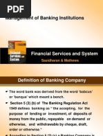 Management of Banking Institutions: Financial Services and System