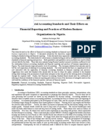 Analysis of Financial Accounting Standards and Their Effects On Financial Reporting and Practices of Modern Business Organizations in Nigeria.