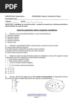 Conjuntos Numéricos - Lista de Exercicios1