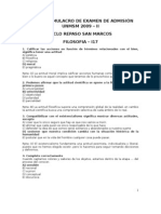 Noveno Simulacro de Examen de AdmisiÓn Unmsm 2009