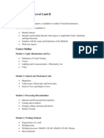 Visual Testing: Level I and II: Course Outline