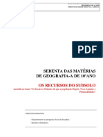 SEBENTA 10º ANO - Unidade 3 - RECURSOS DO SUBSOLO