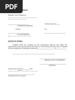 Sample of Notice of Appeal