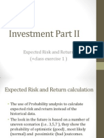 Investment Part II: Expected Risk and Return (+class Exercise 1)