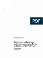 HESPANHA, Pedro (1996) - Os Custos e Os Benefícios Da Institucionalização Tardia Da Sociologia em Portugal PDF