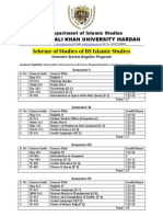 Scheme of Studies of BS Islamic Studies: Abdul Wali Khan University Mardan