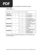 Sample Menu Plan For Gestational Diabetes (North Indian Vegetarian) Calories - 1800 No of Carb Choices - 13