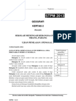 Geografi STPM: Soalan Ujian 1 Penggal 2 STPM 2013