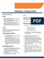 Budget Highlights February 2013: Economy Assessment: Taxes