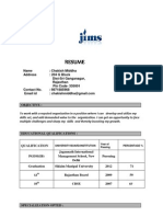 Resume: University/Board/Institution Year of Passing Percentage %