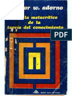 Adorno Sobre La Metacritica de La Teoria Del Conocimiento Husserl