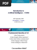 Introduction To Artificial Intelligence - CS364: 06 September 2005