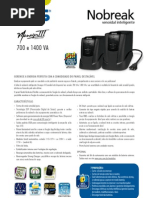 Catalogo de Nobreak SMS Manager III Senoidal 700 e 1400 VA (23200 110417)