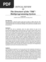 CRITICAL REVIEW of The Structure of The "THE"-Multiprogramming System