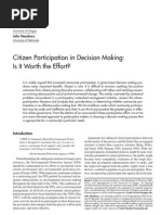 Citizen Participation in Decision Making: Is It Worth The Effort?