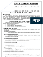 Eorupa Science & Commerce Academy: Different Modes of Winding Up of Joint Stock Company