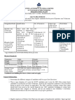 Notification of SAIL For OCTT Posts